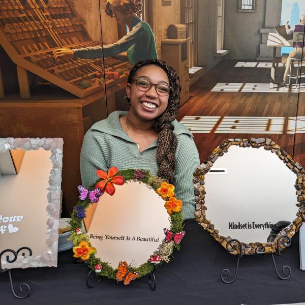 Woman with her products